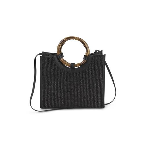 Bamboo Handle Bag Medium Paglia / Black