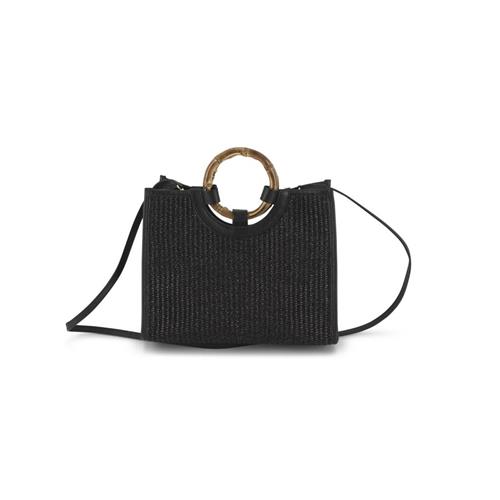Bamboo Handle Bag Small Paglia/Black