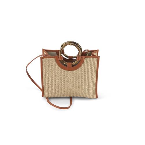 Bamboo Handle Bag Small Paglia/Natural Orange