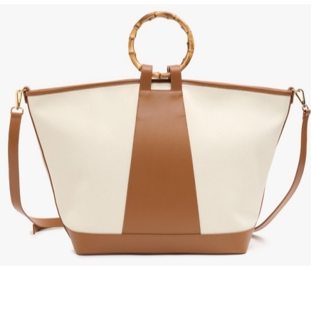 Canvas Day Bag Large Cream / Leather